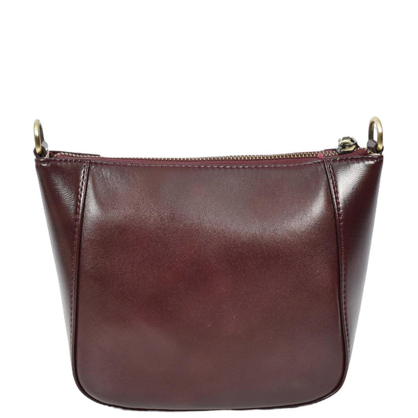 House Of Leather Womens Real Leather Cross Body Bag Small Size Sling Pouch Catherine Burgundy