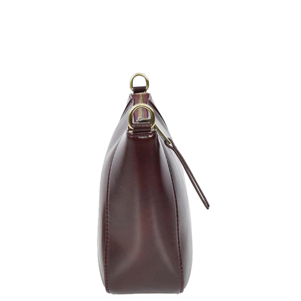 House Of Leather Womens Real Leather Cross Body Bag Small Size Sling Pouch Catherine Burgundy