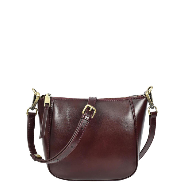 house of leather Womens Real Leather Cross Body Bag Small Size Sling Pouch Catherine Burgundy