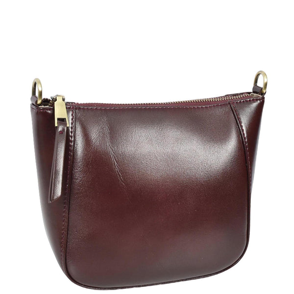 House Of Leather Womens Real Leather Cross Body Bag Small Size Sling Pouch Catherine Burgundy