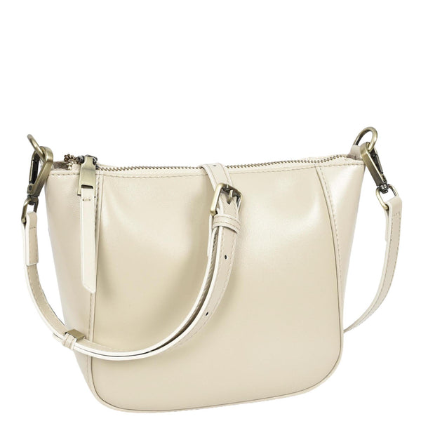 House Of Leather Womens Real Leather Cross Body Bag Small Size Sling Pouch Catherine White