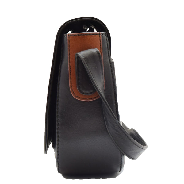 House Of Leather Womens Real Leather Cross Body Shoulder Bag Saint Lucia Black