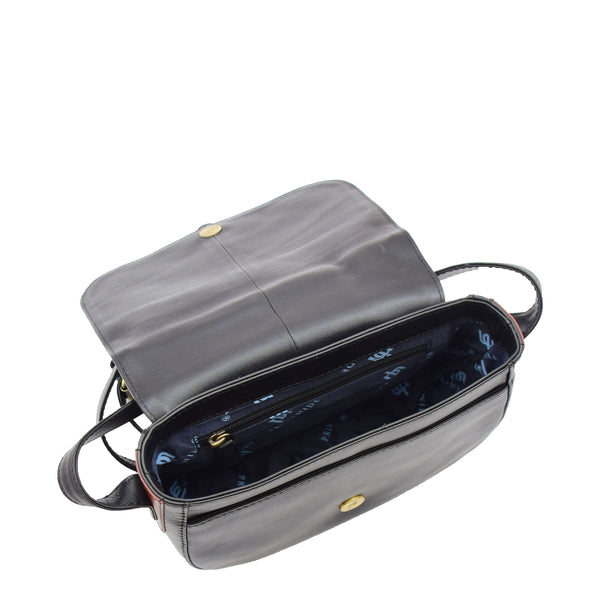 House Of Leather Womens Real Leather Cross Body Shoulder Bag Saint Lucia Black