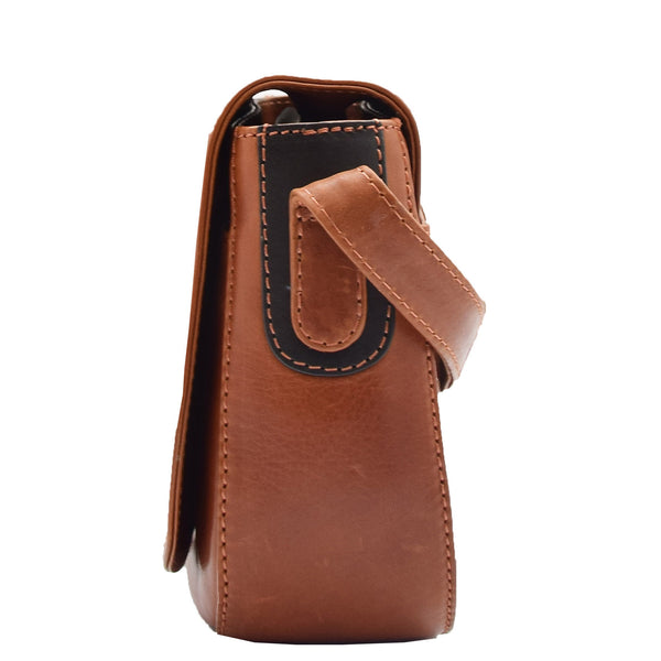 House Of Leather Womens Real Leather Cross Body Shoulder Bag Saint Lucia Chestnut