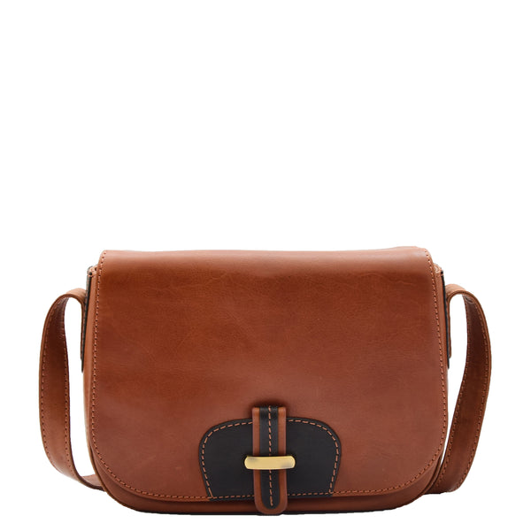 house of leather Womens Real Leather Cross Body Shoulder Bag Saint Lucia Chestnut