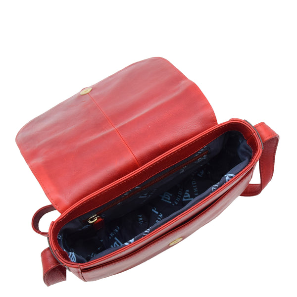 House Of Leather Womens Real Leather Cross Body Shoulder Bag Saint Lucia Bordeaux