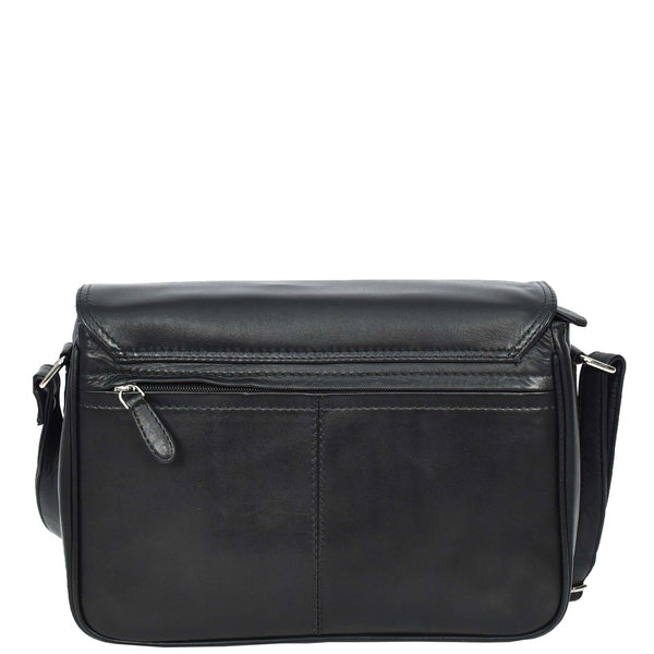 House Of Leather Womens Real Leather Crossbody Bag Flap Over Shoulder Organiser Handbag HOL896 Black