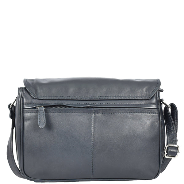 House Of Leather Womens Real Leather Crossbody Bag Flap Over Shoulder Organiser Handbag HOL896 Navy