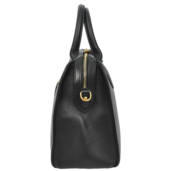 House Of Leather Womens Real Leather Handbag Classic Organiser Top-Handle Style Meadow Black