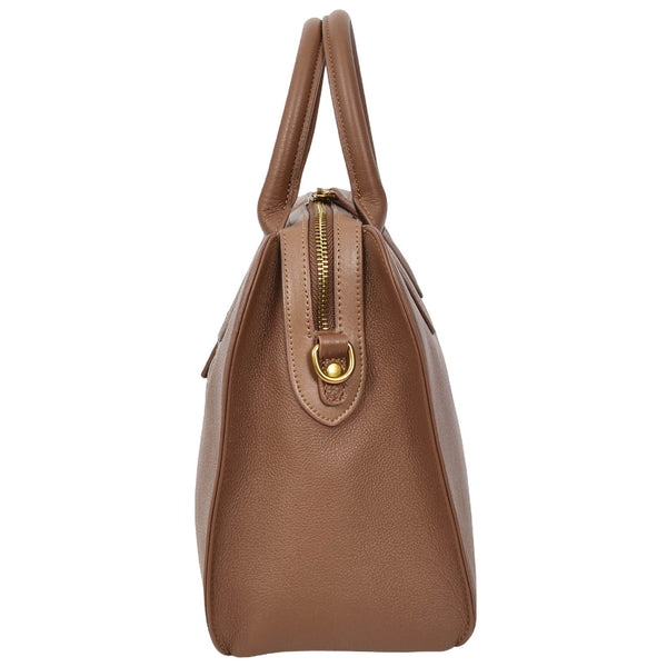 House Of Leather Womens Real Leather Handbag Classic Organiser Top-Handle Style Meadow Brown