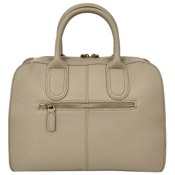 House Of Leather Womens Real Leather Handbag Classic Organiser Top-Handle Style Meadow Grey