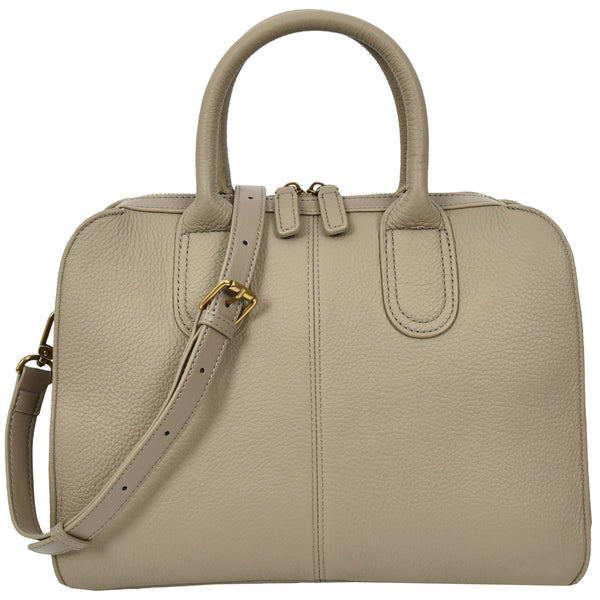 house of leather Womens Real Leather Handbag Classic Organiser Top-Handle Style Meadow Grey