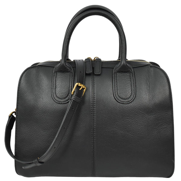 house of leather Womens Real Leather Handbag Classic Organiser Top-Handle Style Meadow Black