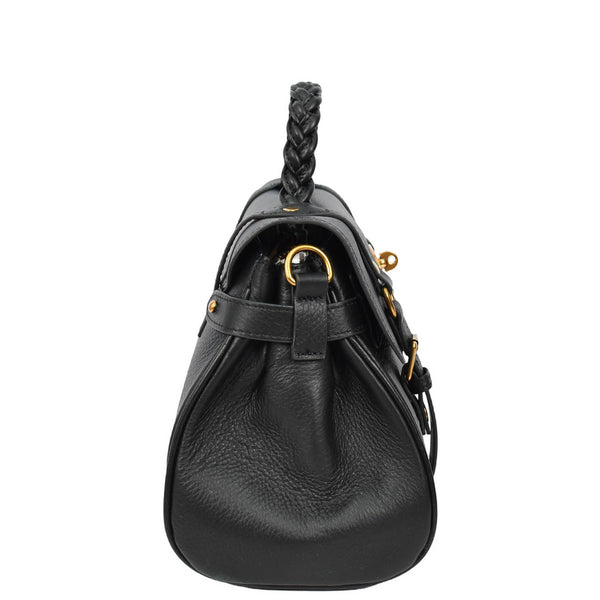 House Of Leather Womens Real Leather Handbag Classic Satchel Top-Handle Style Greta Black