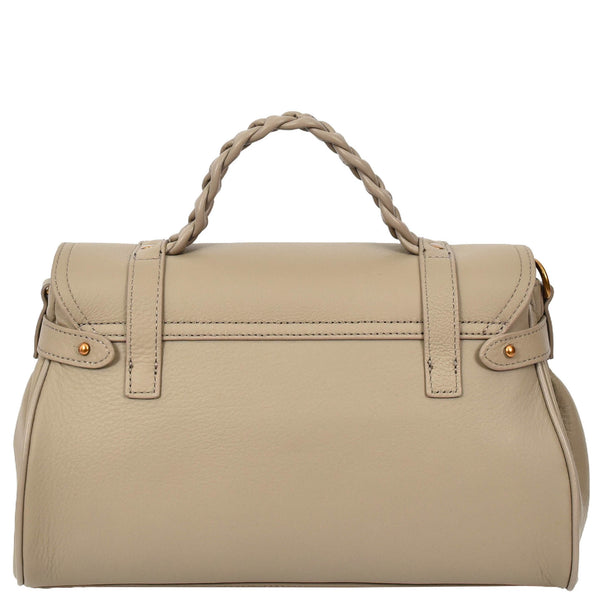 House Of Leather Womens Real Leather Handbag Classic Satchel Top-Handle Style Greta Beige