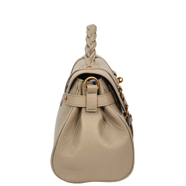 House Of Leather Womens Real Leather Handbag Classic Satchel Top-Handle Style Greta Beige