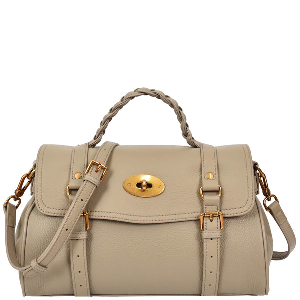house of leather Womens Real Leather Handbag Classic Satchel Top-Handle Style Greta Beige