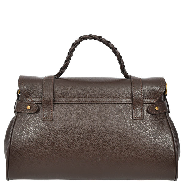 House Of Leather Womens Real Leather Handbag Classic Satchel Top-Handle Style Greta Brown