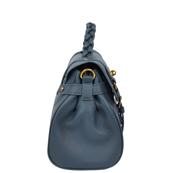 House Of Leather Womens Real Leather Handbag Classic Satchel Top-Handle Style Greta Blue