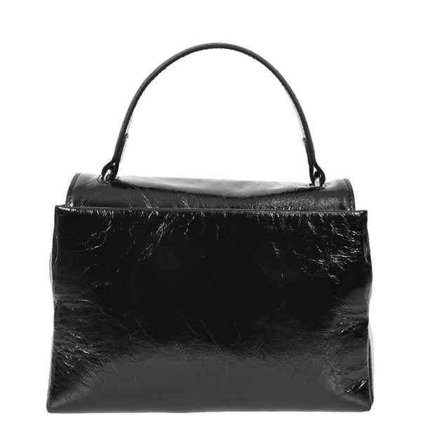 House Of Leather Womens Real Leather Handbag Mini Top-Handle Tote Style Aria Black