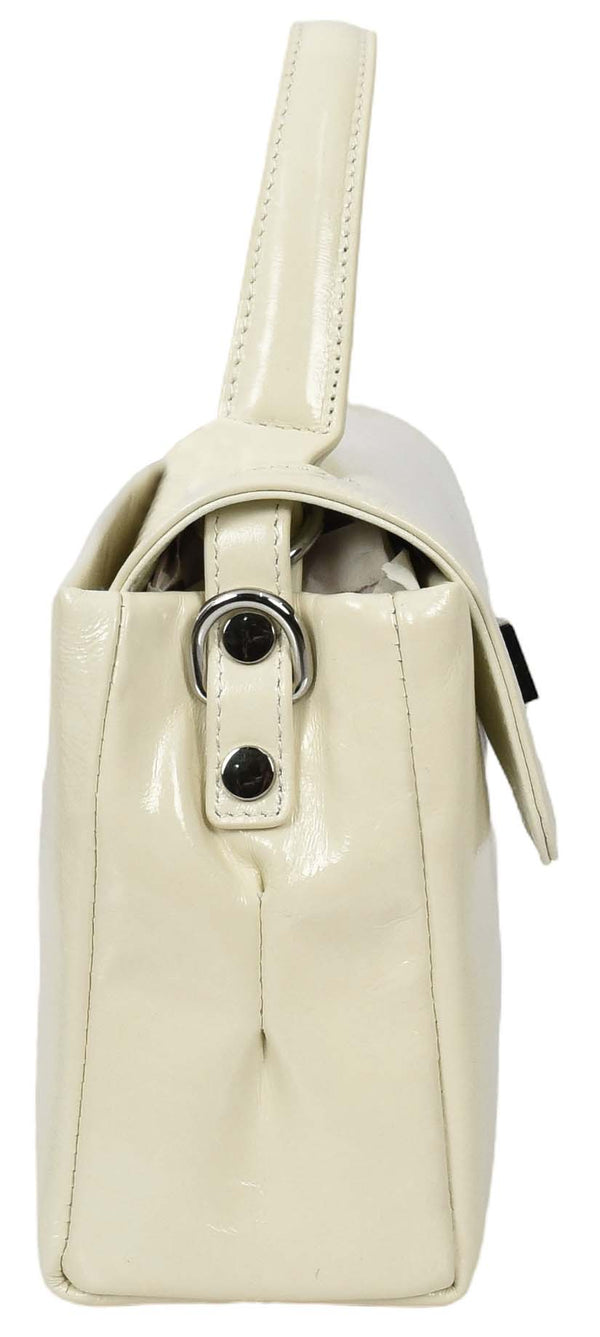 House Of Leather Womens Real Leather Handbag Mini Top-Handle Tote Style Aria White