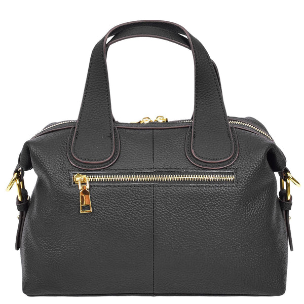 House Of Leather Womens Real Leather Handbag Small Cross Body Shoulder Bag Dahlia Black