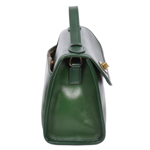 House Of Leather Womens Real Leather Handbag Small Cross Body Shoulder Bag Havana Green