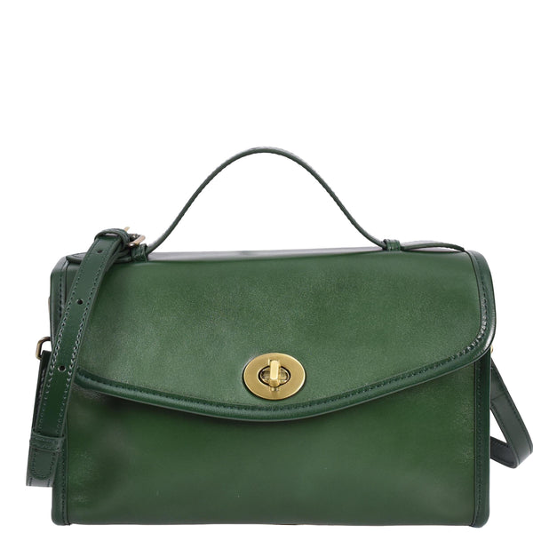 house of leather Womens Real Leather Handbag Small Cross Body Shoulder Bag Havana Green