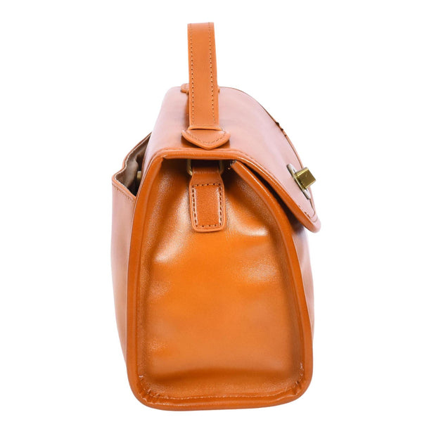 House Of Leather Womens Real Leather Handbag Small Cross Body Shoulder Bag Havana Tan