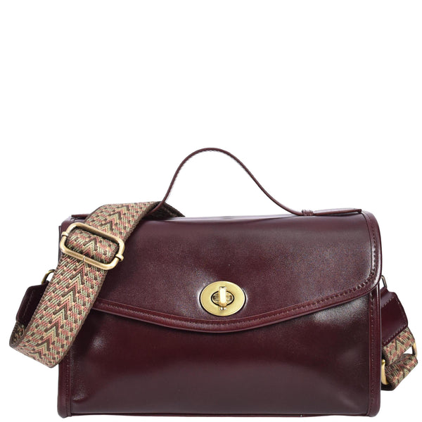 House Of Leather Womens Real Leather Handbag Small Cross Body Shoulder Bag Havana Red