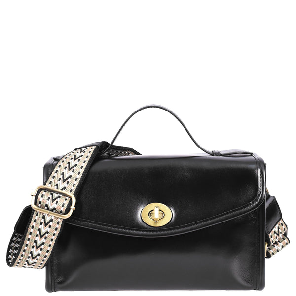 House Of Leather Womens Real Leather Handbag Small Cross Body Shoulder Bag Havana Black