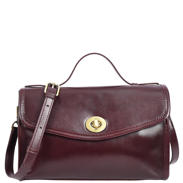 house of leather Womens Real Leather Handbag Small Cross Body Shoulder Bag Havana Red