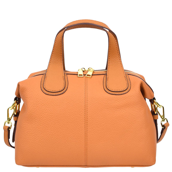 House Of Leather Womens Real Leather Handbag Small Cross Body Shoulder Bag Dahlia Tan