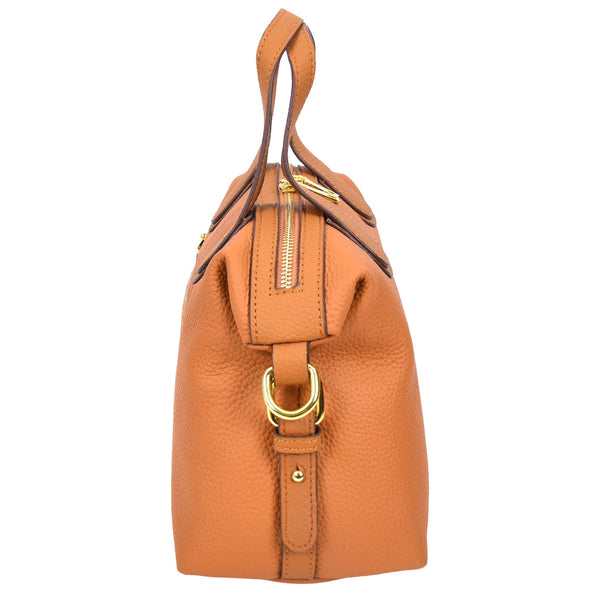 House Of Leather Womens Real Leather Handbag Small Cross Body Shoulder Bag Dahlia Tan