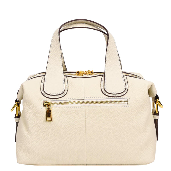 House Of Leather Womens Real Leather Handbag Small Cross Body Shoulder Bag Dahlia Off White