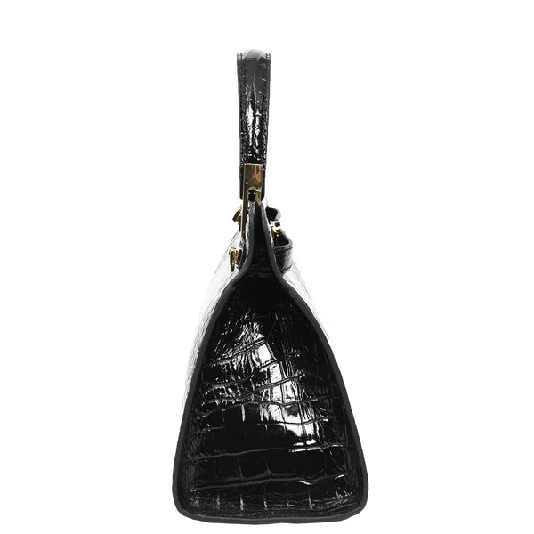 House Of Leather Womens Real Leather Handbag Small Organiser Top-Handle Handbag Camille Black