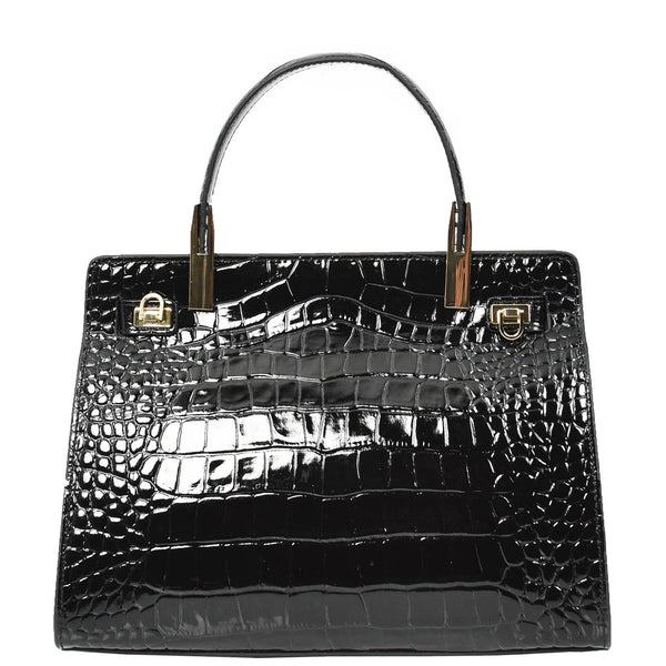 House Of Leather Womens Real Leather Handbag Small Organiser Top-Handle Handbag Camille Black