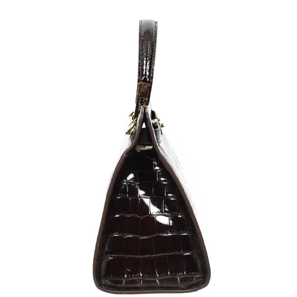 House Of Leather Womens Real Leather Handbag Small Organiser Top-Handle Handbag Camille Brown