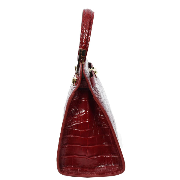 House Of Leather Womens Real Leather Handbag Small Organiser Top-Handle Handbag Camille Red