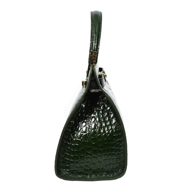 House Of Leather Womens Real Leather Handbag Small Organiser Top-Handle Handbag Camille Green