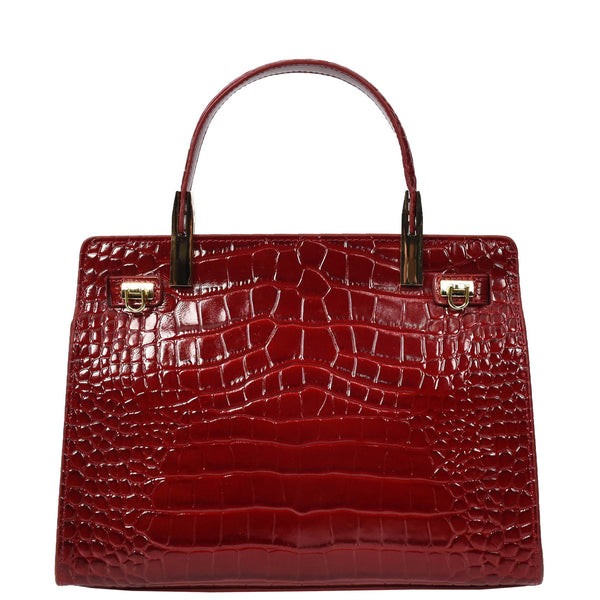 House Of Leather Womens Real Leather Handbag Small Organiser Top-Handle Handbag Camille Red