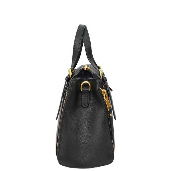 House Of Leather Womens Real Leather Handbag Small Size Top-Handle Style Juniper Black