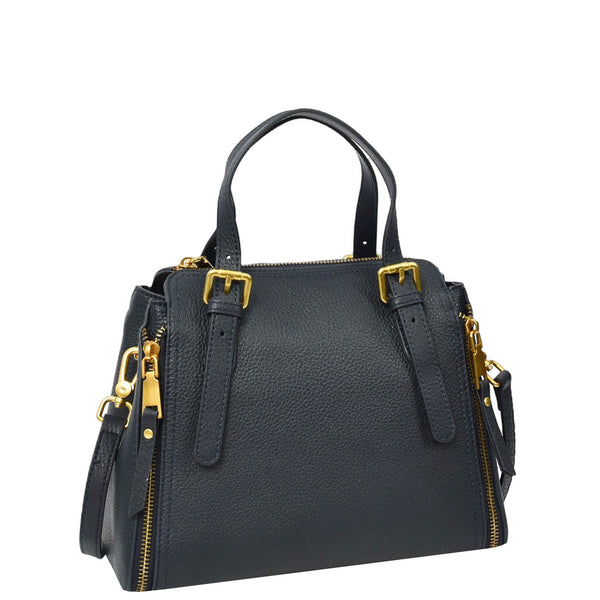 House Of Leather Womens Real Leather Handbag Small Size Top-Handle Style Juniper Blue