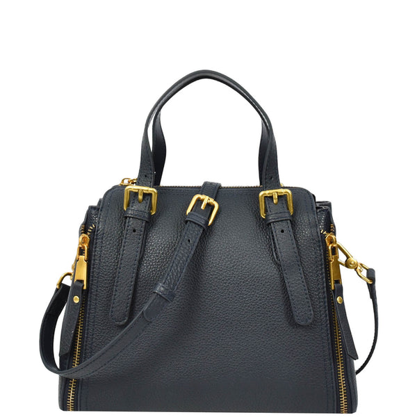 house of leather Womens Real Leather Handbag Small Size Top-Handle Style Juniper Blue