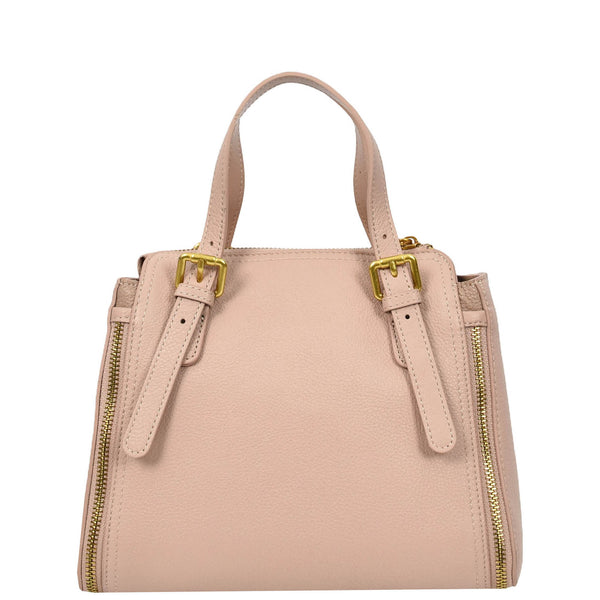 House Of Leather Womens Real Leather Handbag Small Size Top-Handle Style Juniper Pink