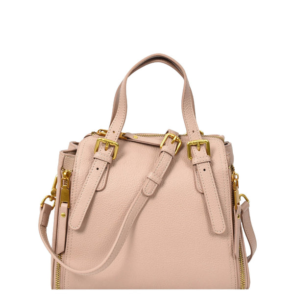 house of leather Womens Real Leather Handbag Small Size Top-Handle Style Juniper Pink