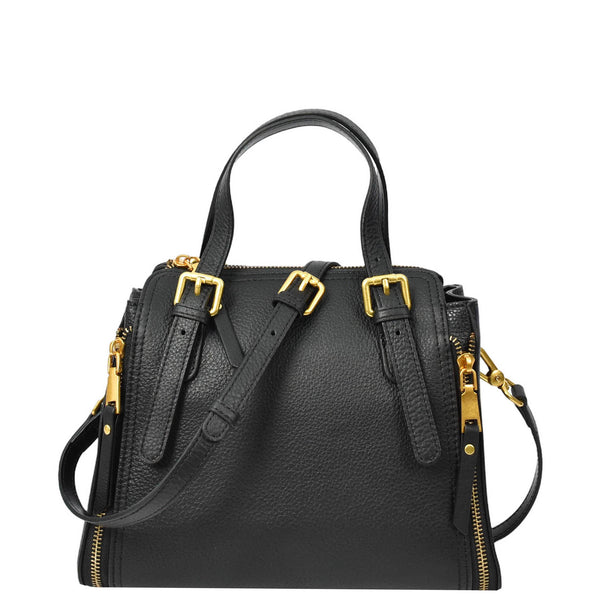 house of leather Womens Real Leather Handbag Small Size Top-Handle Style Juniper Black