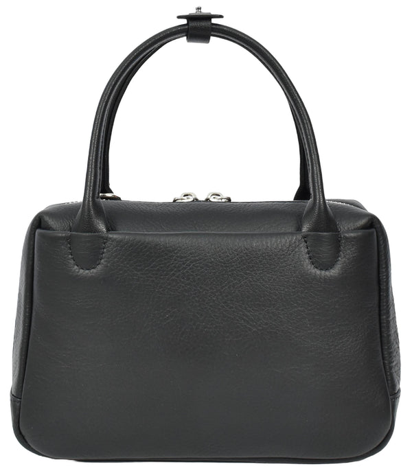 House Of Leather Womens Real Leather Handbag Small Top-Handle Style Beatrice Black