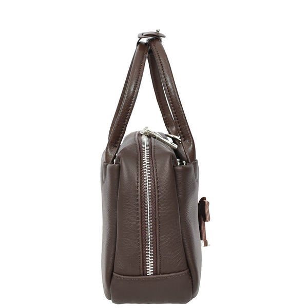 House Of Leather Womens Real Leather Handbag Small Top-Handle Style Beatrice Brown