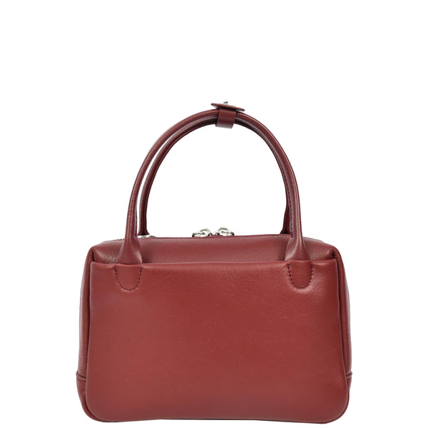 House Of Leather Womens Real Leather Handbag Small Top-Handle Style Beatrice Burgundy